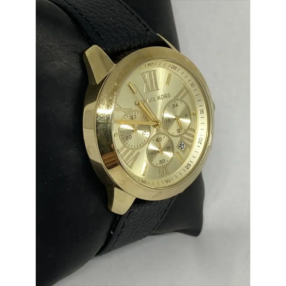 Michael Kors MK5777 Women's Black Leather Analog Dial Quartz Wrist Watch HK1056